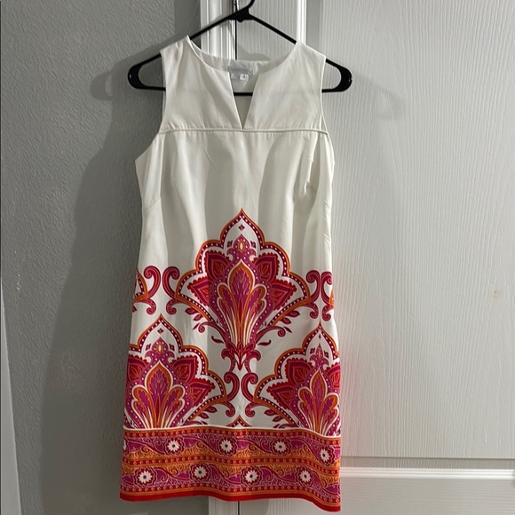 London Times Orange and Red Sheath Dress Halter Midi - Picture 9 of 9